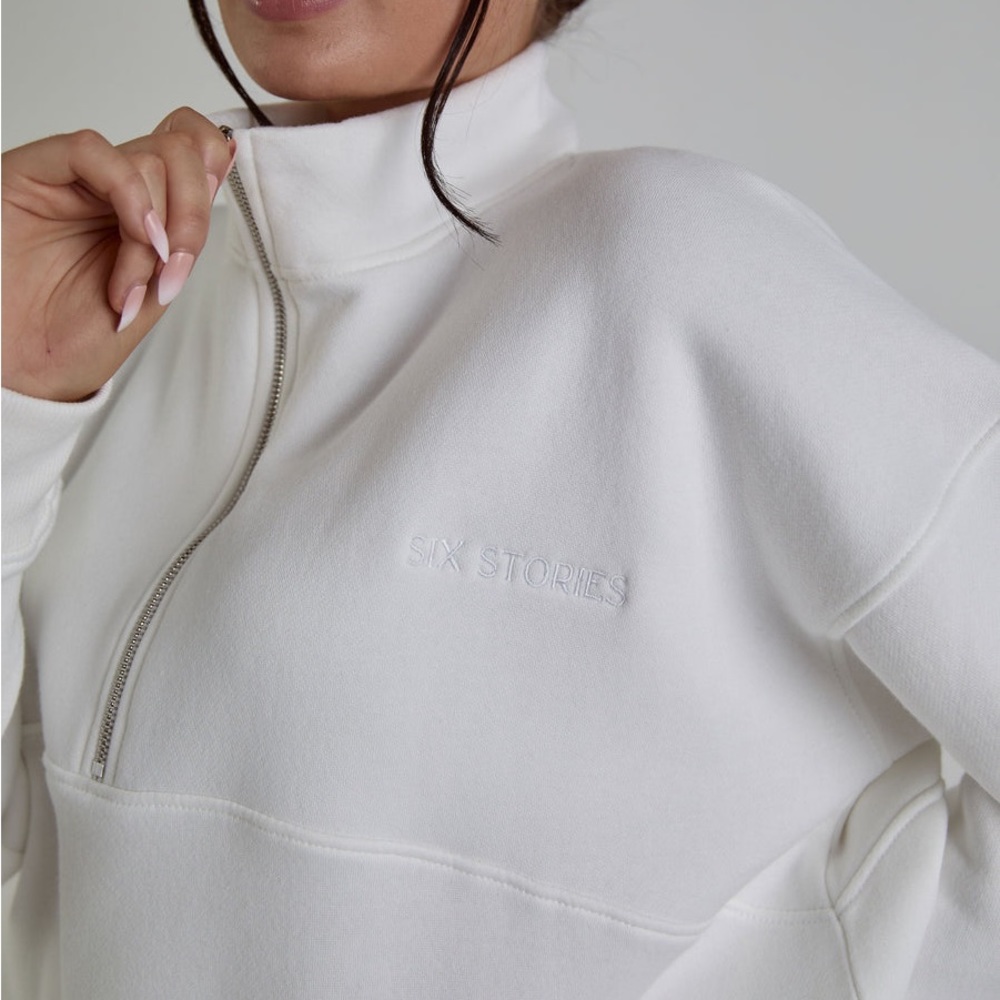 Bride Statement Quarter Zip Sweatshirt - White in XS